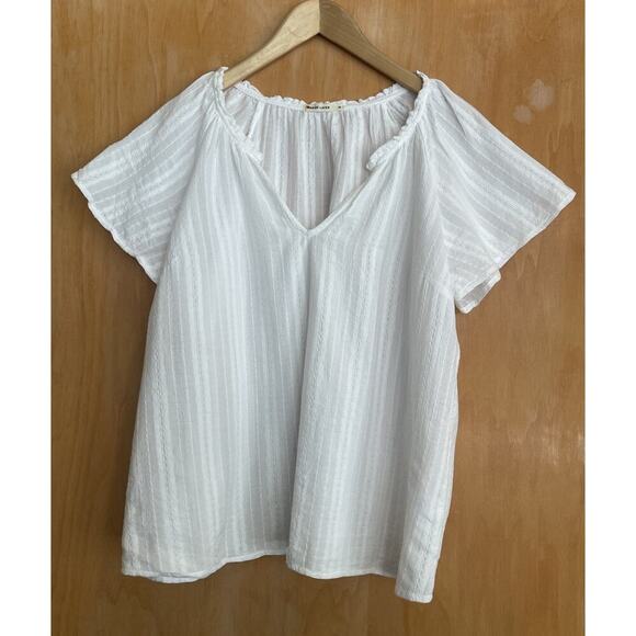 Marine Layer Lana Textured Short Sleeve Top Cream Ivory Women’s Size Medium - Picture 3 of 5